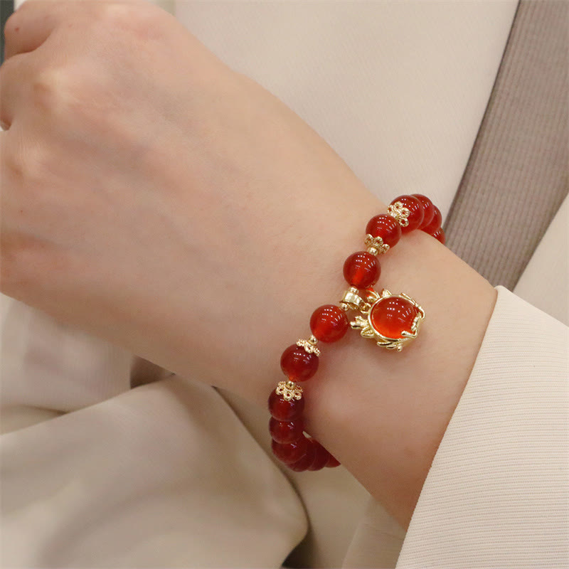 Roter Achat Drache Jade Friedensarmband | Erfolg &amp; Schutz