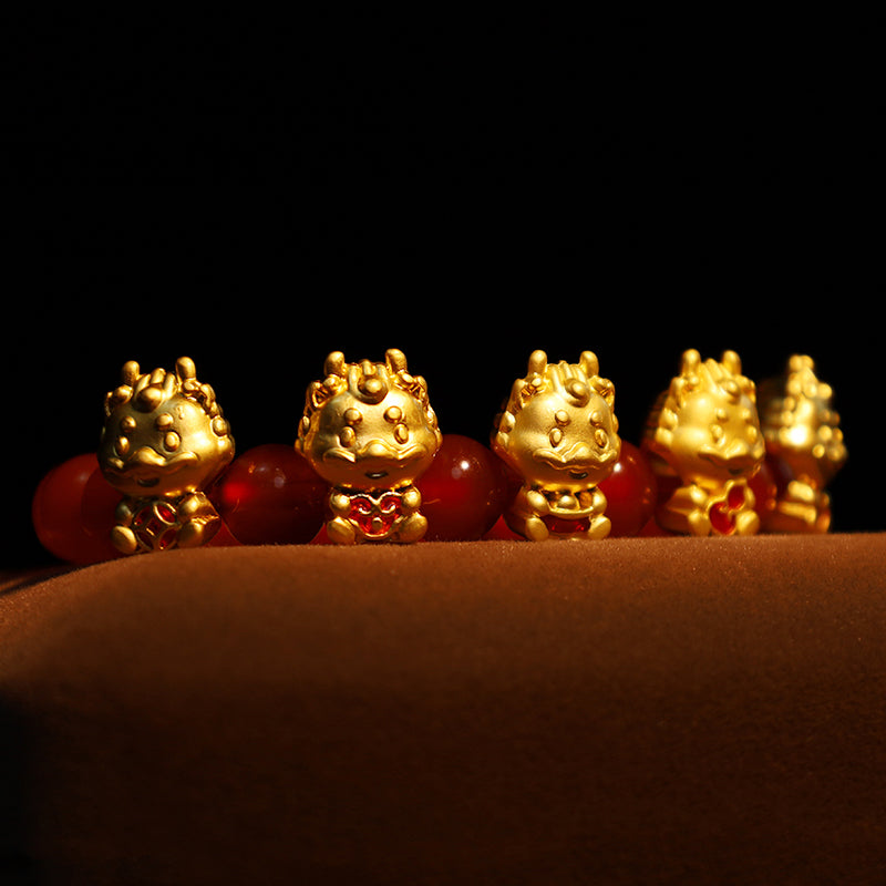 Schutzarmband mit Drachenmotiv aus rotem Achat zum Schutz