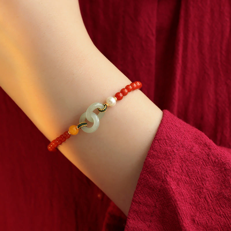 Roter Achat Hetian Jade Peace Buckle Vertrauensarmband