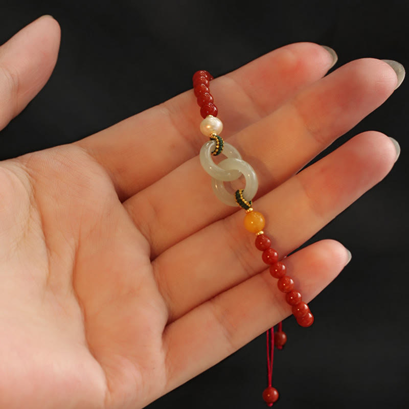 Roter Achat Hetian Jade Peace Buckle Vertrauensarmband