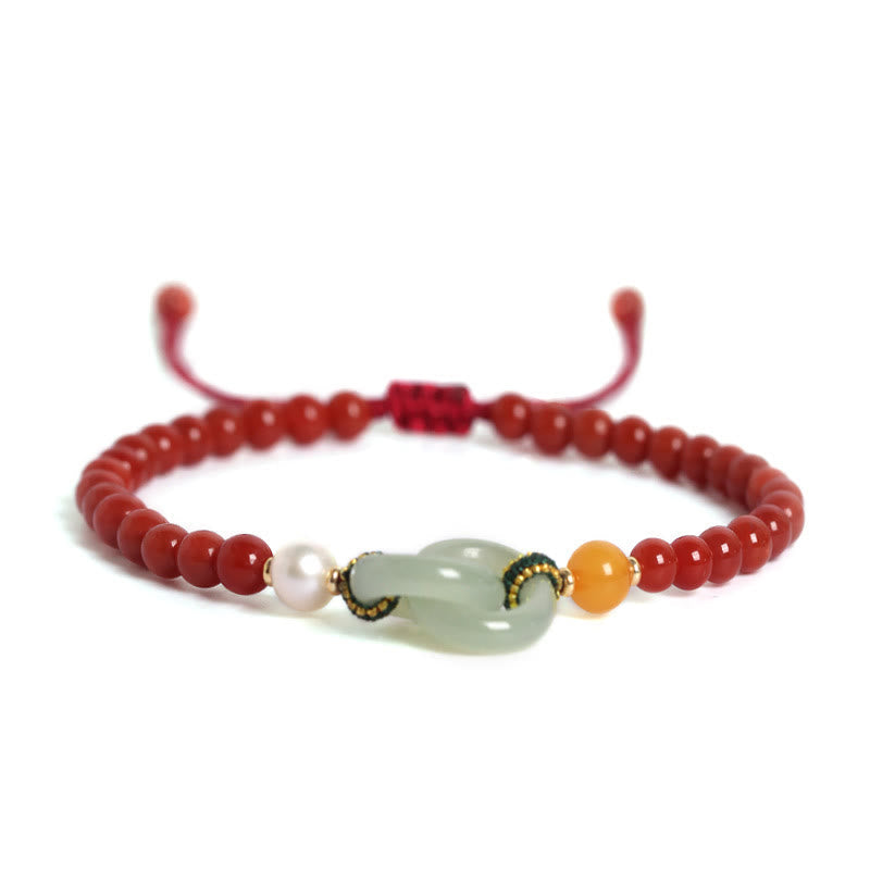 Roter Achat Hetian Jade Peace Buckle Vertrauensarmband