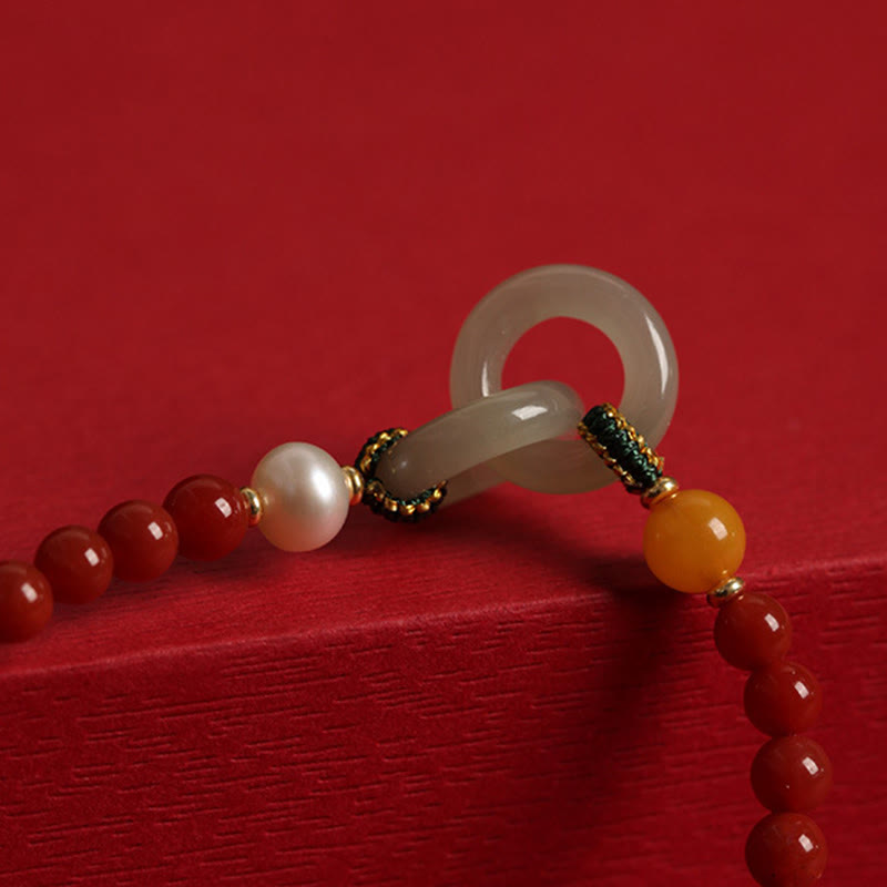 Roter Achat Hetian Jade Peace Buckle Vertrauensarmband