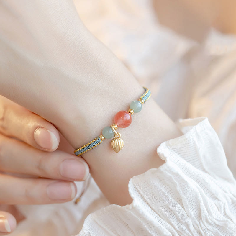 Rotes Achat-Jade-Lotus-Vertrauensarmband