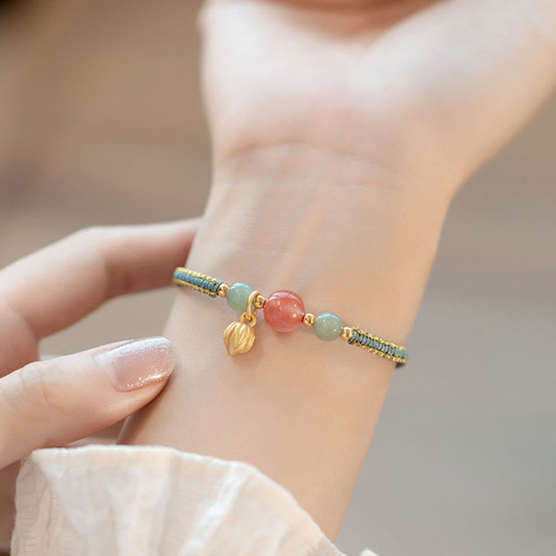 Rotes Achat-Jade-Lotus-Vertrauensarmband