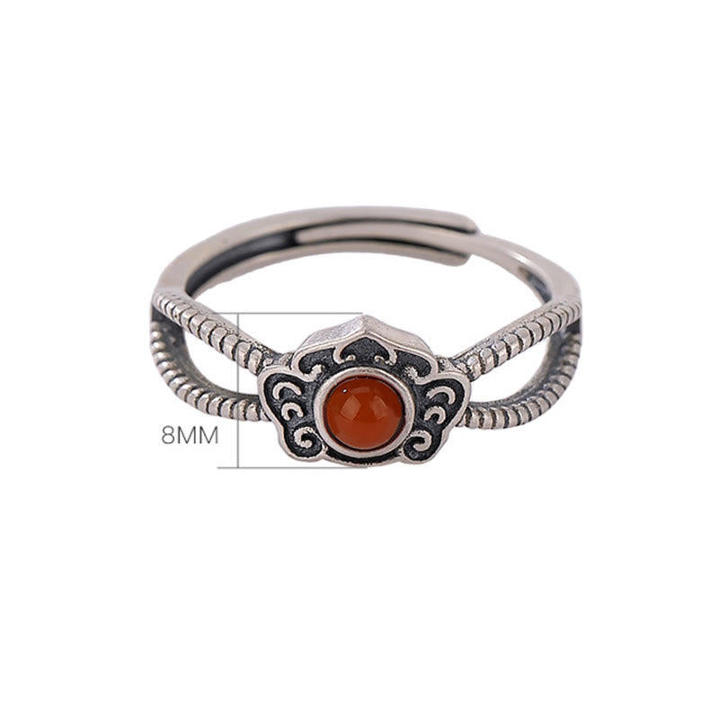 Roter Achat-Ring für logisches Denken | 925 Sterling Silber