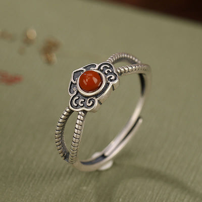 Roter Achat-Ring für logisches Denken | 925 Sterling Silber