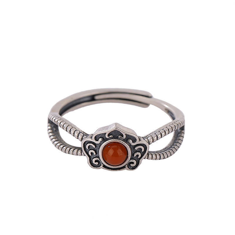 Roter Achat-Ring für logisches Denken | 925 Sterling Silber