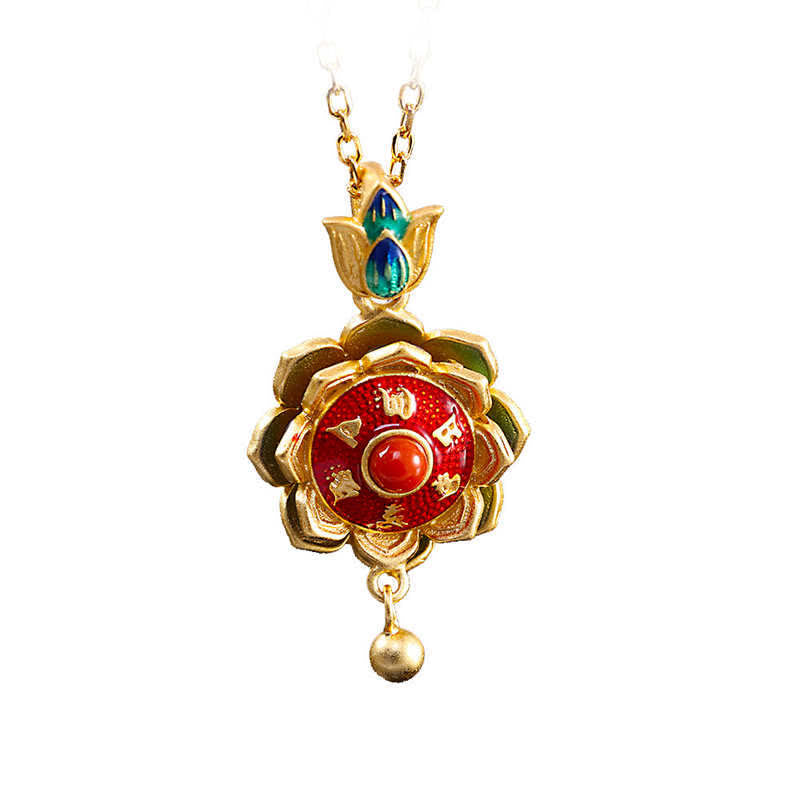 Rote Achat-Halskette | 925 Sterling Silber Lotus-Anhänger Erleuchtung