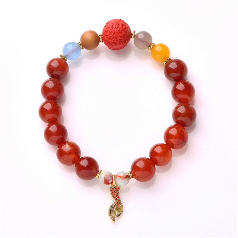 Roter Achat Peace Talisman Vertrauensarmband 10mm Perlen