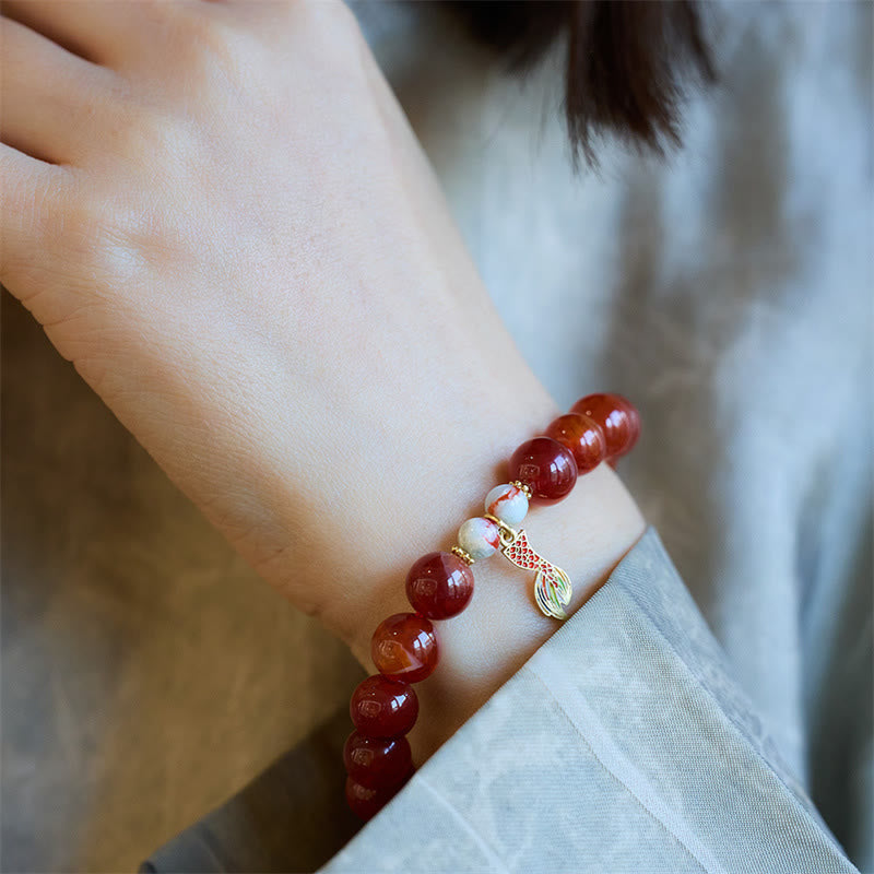Roter Achat Peace Talisman Vertrauensarmband 10mm Perlen