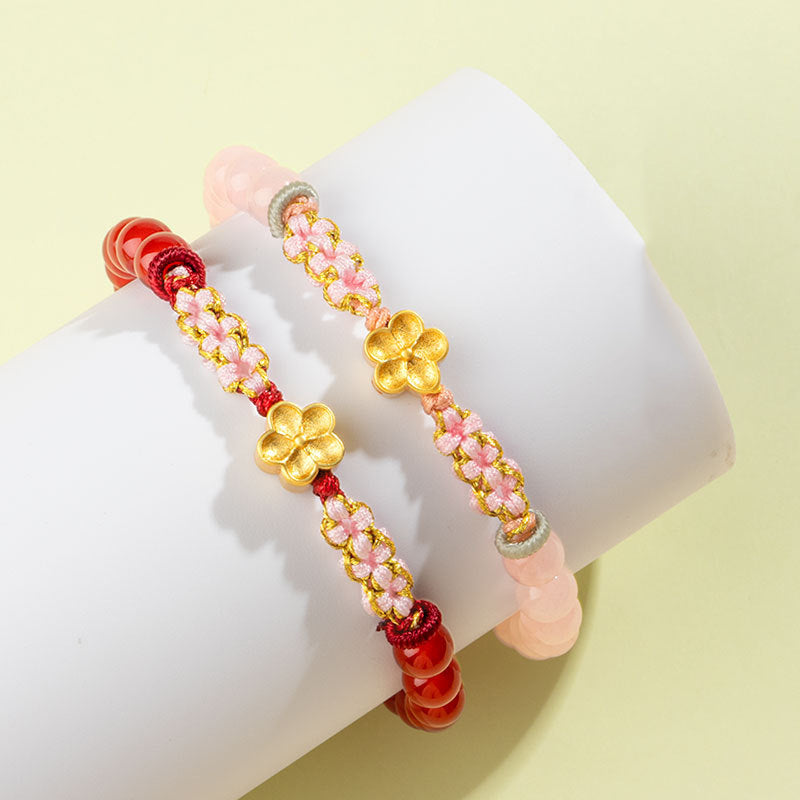 Roter Achat, rosa Kristall, 7 mm, Sterlingsilber, Achat-Armband