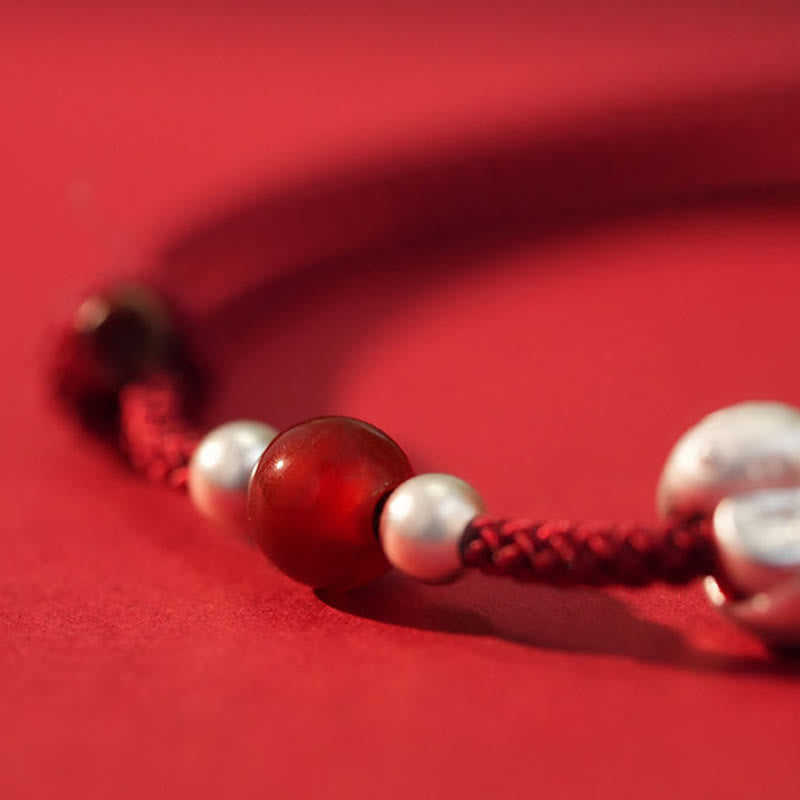 Rotes Achat-Schlangen-Sterlingsilber-Vertrauensarmband
