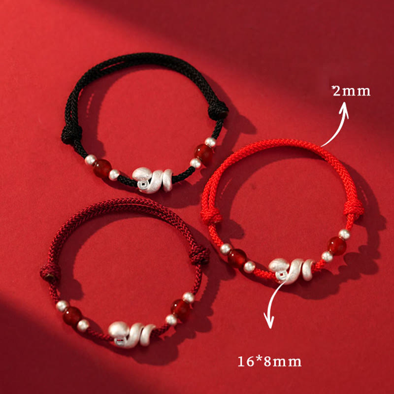 Rotes Achat-Schlangen-Sterlingsilber-Vertrauensarmband