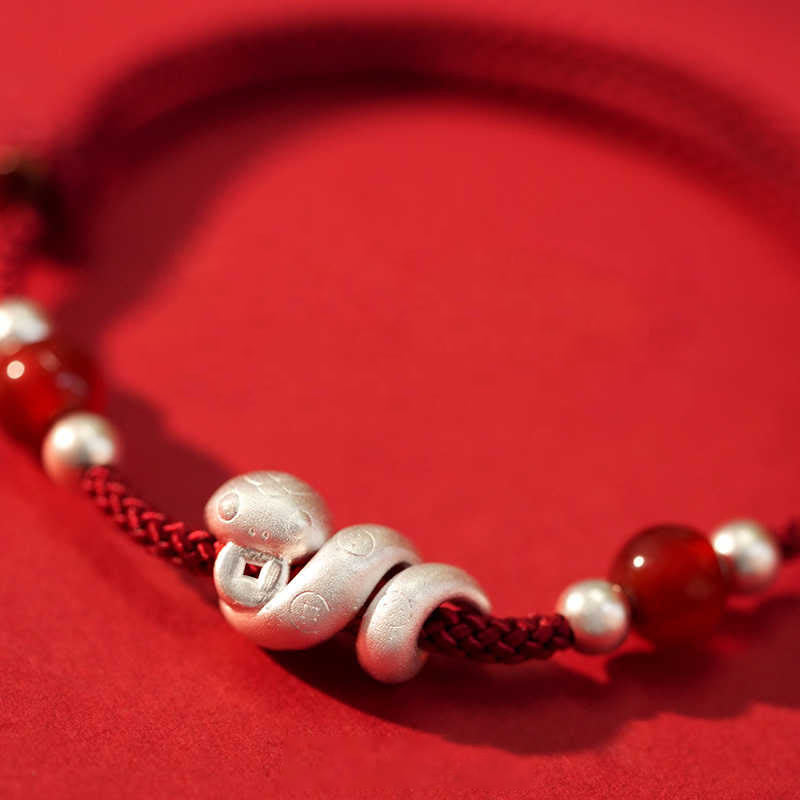 Rotes Achat-Schlangen-Sterlingsilber-Vertrauensarmband