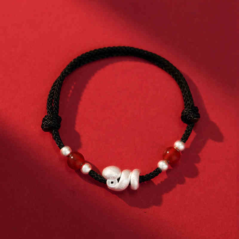 Rotes Achat-Schlangen-Sterlingsilber-Vertrauensarmband