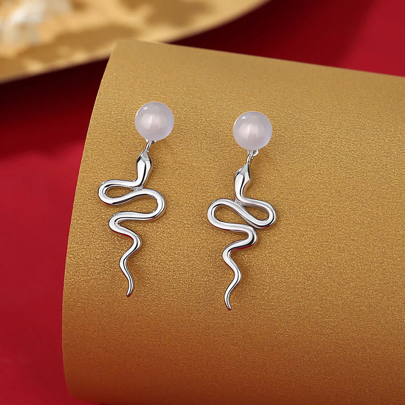 Schlangenohrringe aus rotem Achat und Sterlingsilber