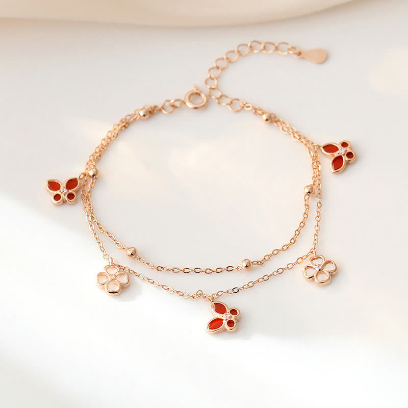 Rotes Achat &amp; Tridacna Stein Calm Armband Halskette Set