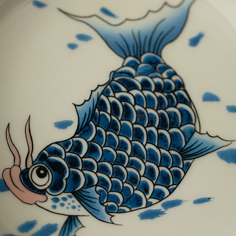 Rote Keramik-Gaiwan-Teetasse mit Koi-Fisch, 130 ml, für Teerituale