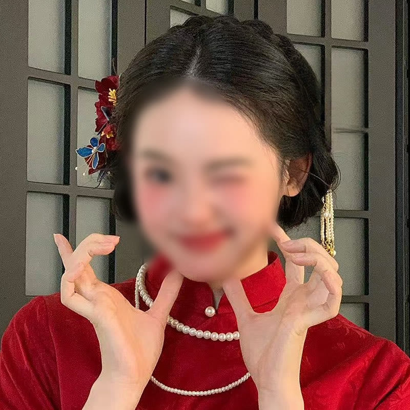 Roter Blumen-Schmetterlings-Haarkamm für Transformation &amp; Liebe