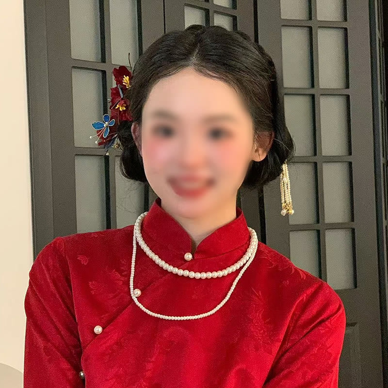 Roter Blumen-Schmetterlings-Haarkamm für Transformation &amp; Liebe