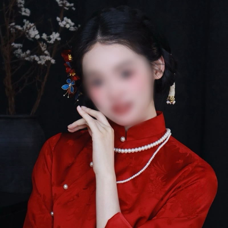 Roter Blumen-Schmetterlings-Haarkamm für Transformation &amp; Liebe