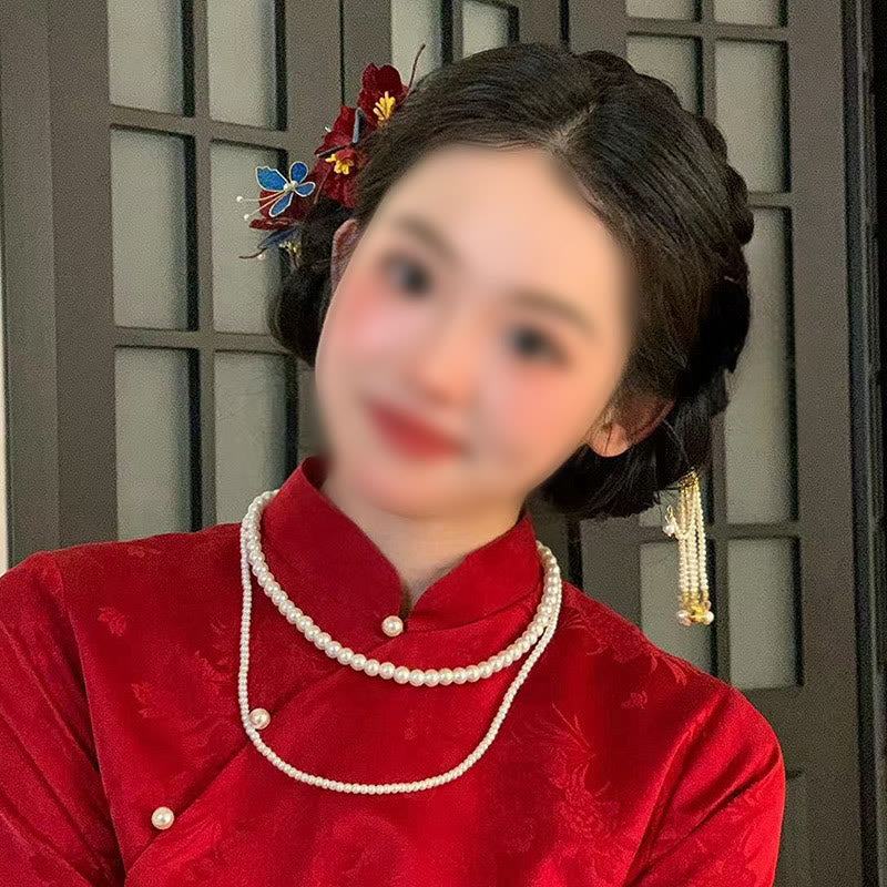 Roter Blumen-Schmetterlings-Haarkamm für Transformation &amp; Liebe