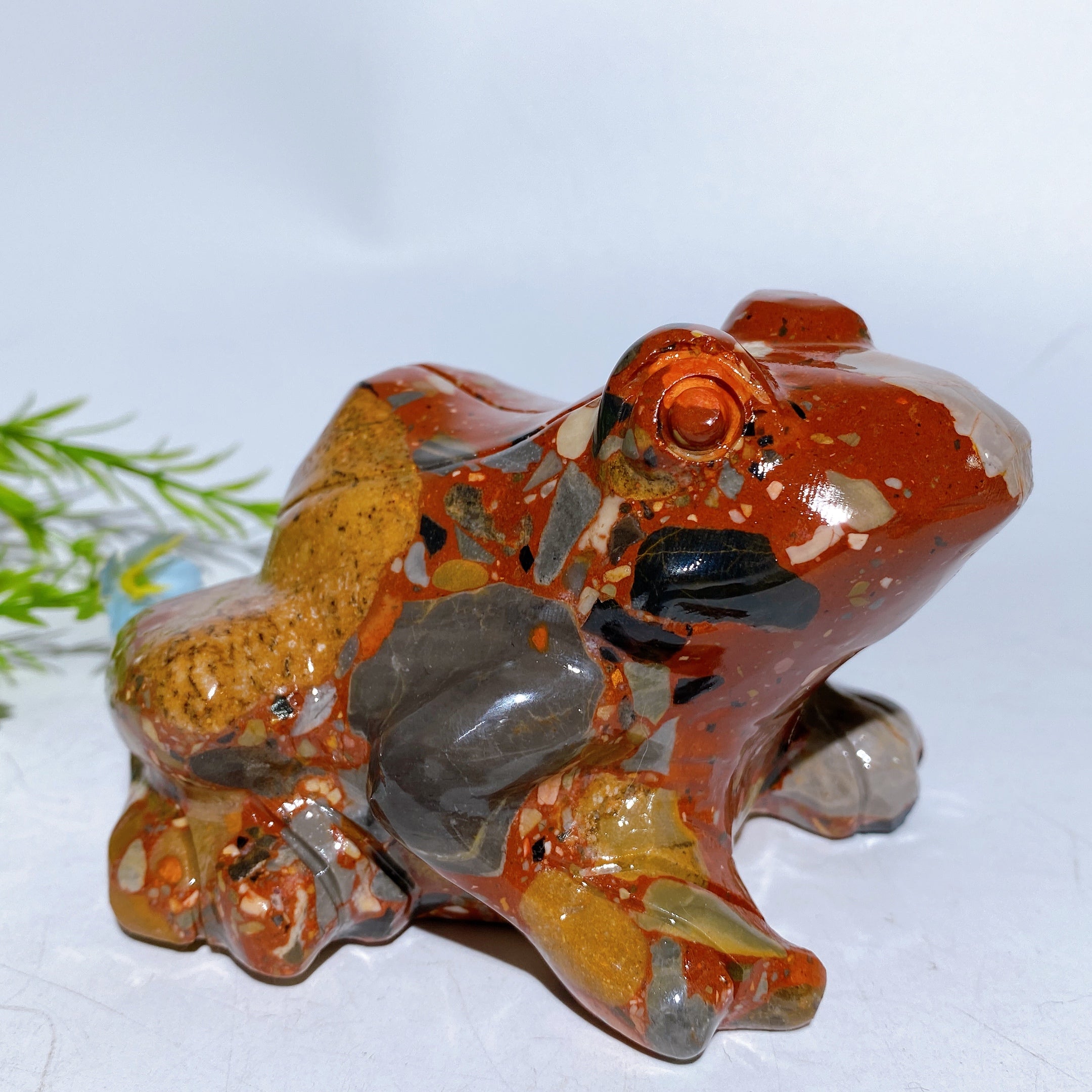 Red Jasper 4.5 inch Frog Crystal Carving for Energy Healing
