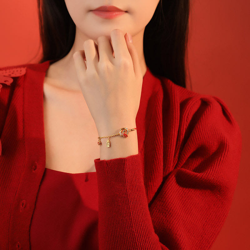 Red String 925 Sterling Silber Koi Fisch Armband für Glück 13–17 cm