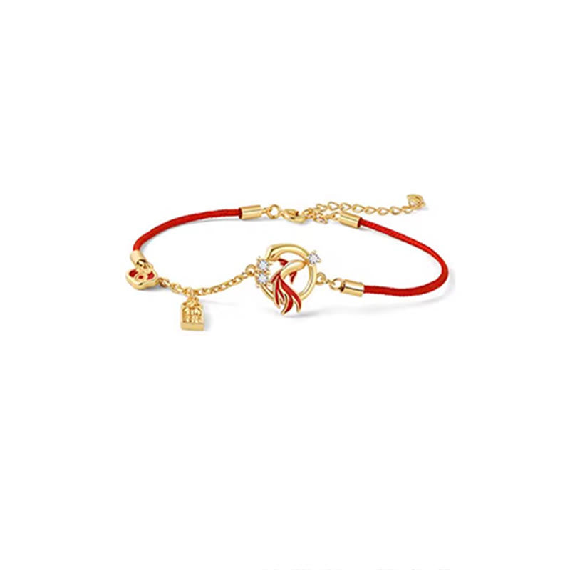 Red String 925 Sterling Silber Koi Fisch Armband für Glück 13–17 cm
