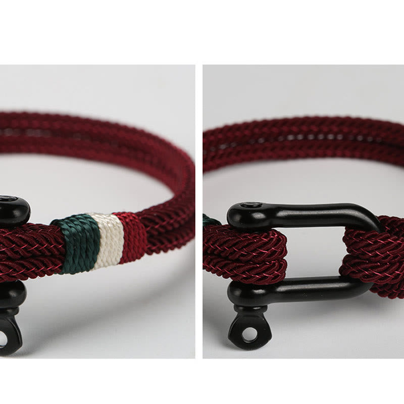 Rotes Schnurarmband mit Edelstahlschnalle für Glück und Schutz