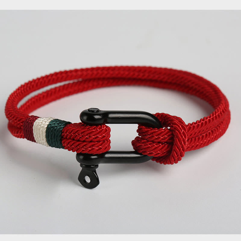 Rotes Schnurarmband mit Edelstahlschnalle für Glück und Schutz