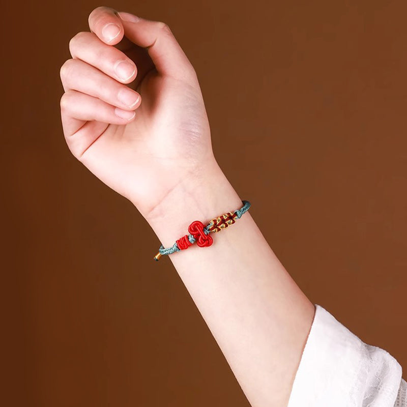 Rotes Schnurarmband mit Wenchang-Knoten | Glück &amp; Stärke