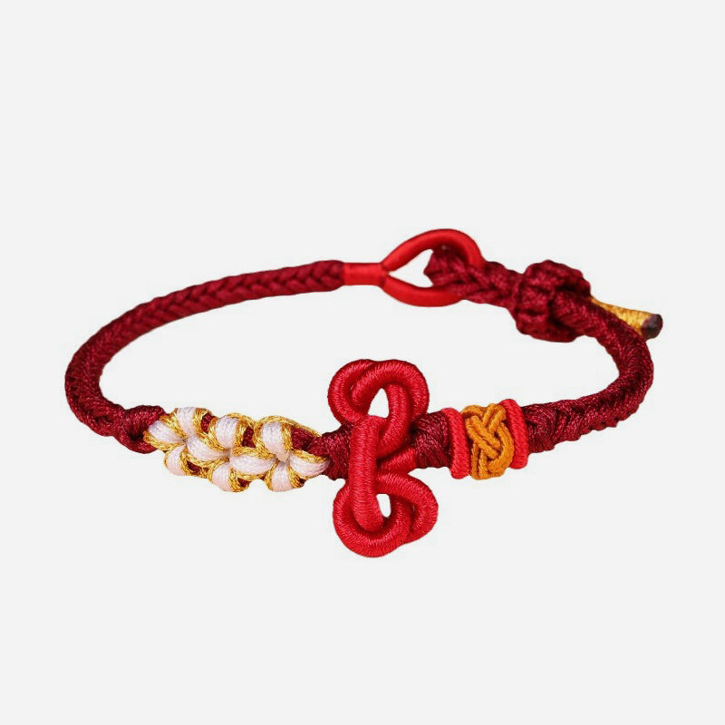 Rotes Schnurarmband mit Wenchang-Knoten | Glück &amp; Stärke