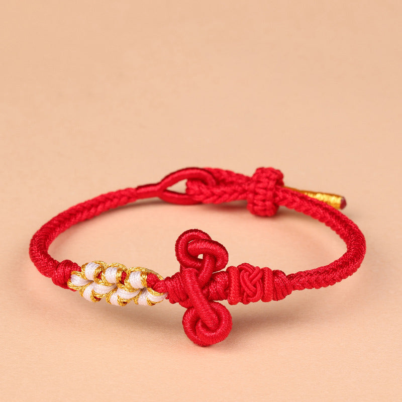 Rotes Schnurarmband mit Wenchang-Knoten | Glück &amp; Stärke