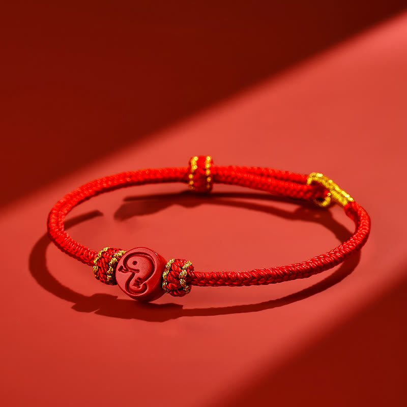 Rotes Schutzarmband mit chinesischem Sternzeichen, Zinnober