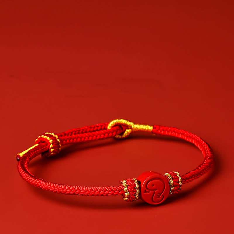 Rotes Schutzarmband mit chinesischem Sternzeichen, Zinnober