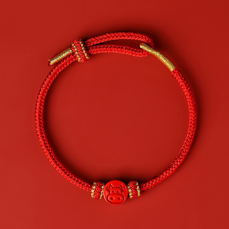 Rotes Schutzarmband mit chinesischem Sternzeichen, Zinnober