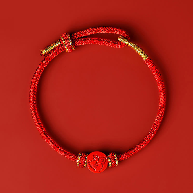 Rotes Schutzarmband mit chinesischem Sternzeichen, Zinnober