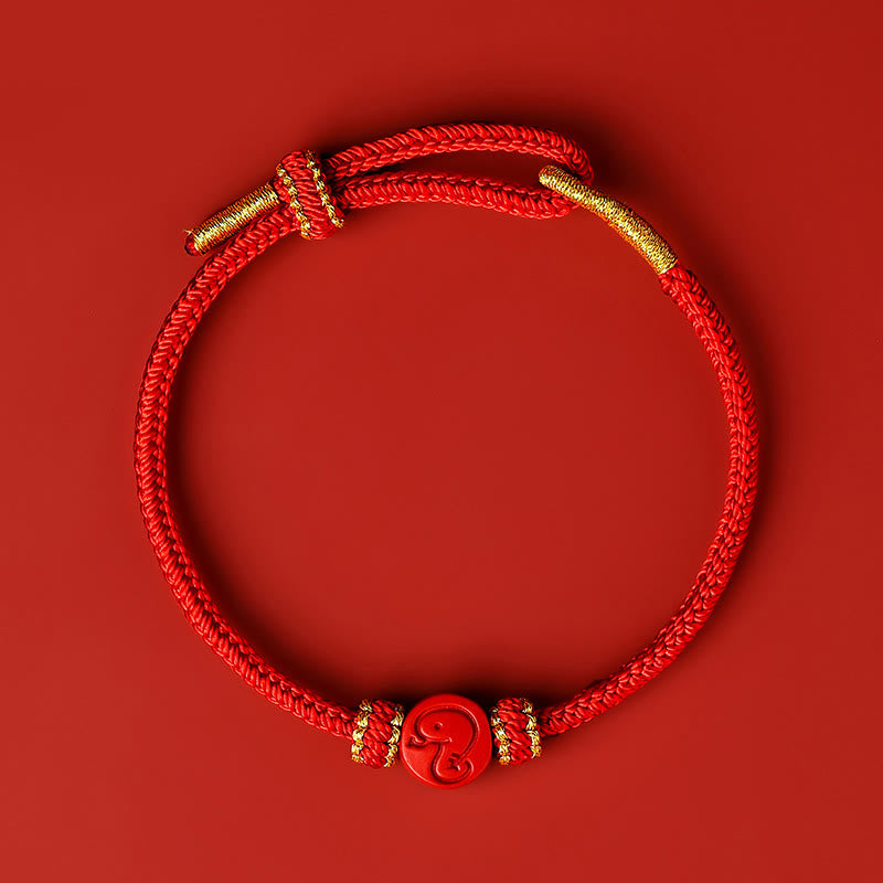 Rotes Schutzarmband mit chinesischem Sternzeichen, Zinnober
