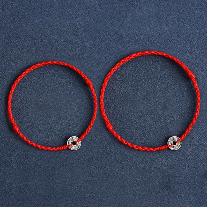 Red String Fünf Kaisermünzen Schutzarmband 925 Silber
