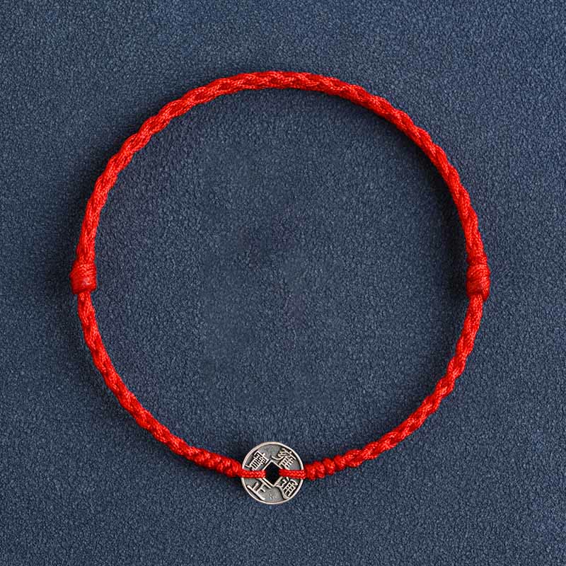 Red String Fünf Kaisermünzen Schutzarmband 925 Silber