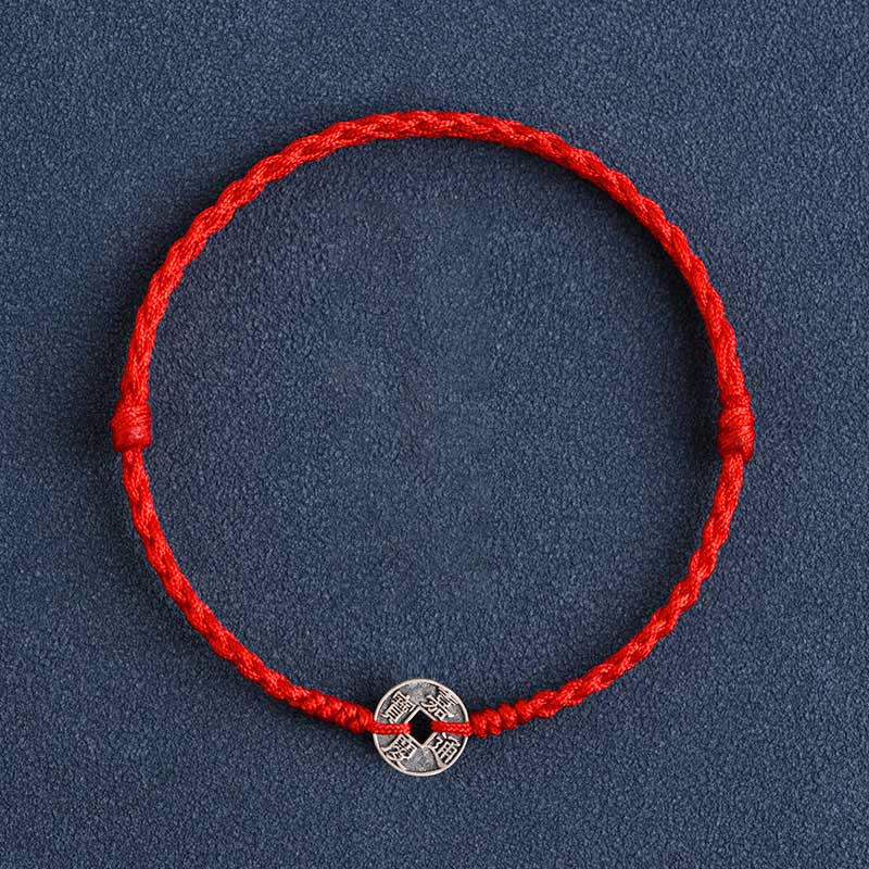 Red String Fünf Kaisermünzen Schutzarmband 925 Silber