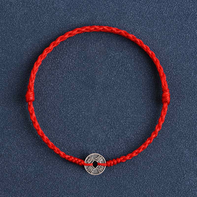 Red String Fünf Kaisermünzen Schutzarmband 925 Silber