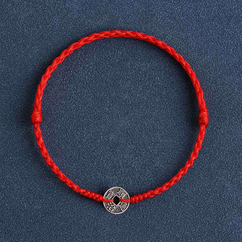 Red String Fünf Kaisermünzen Schutzarmband 925 Silber