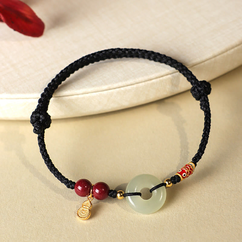 Rotes Hetian Jade Peace Buckle Schutzarmband