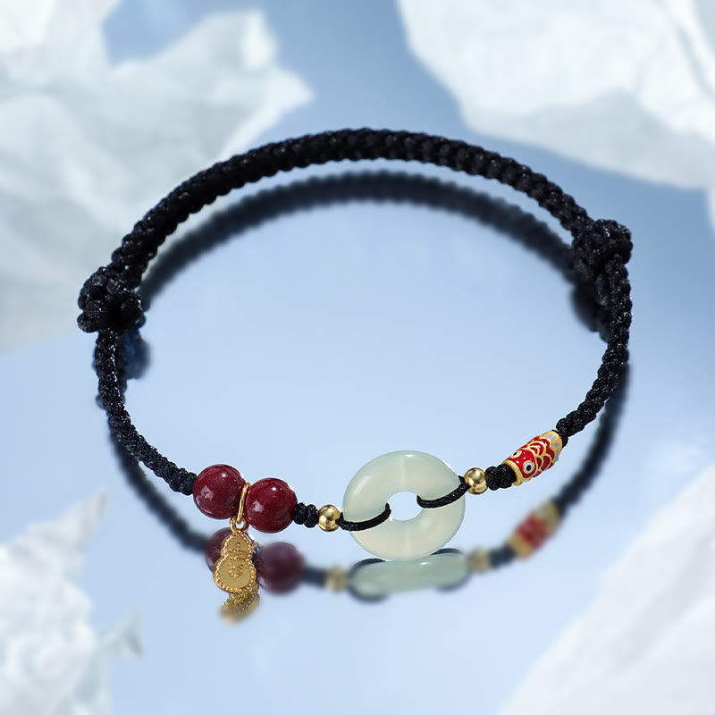 Rotes Hetian Jade Peace Buckle Schutzarmband