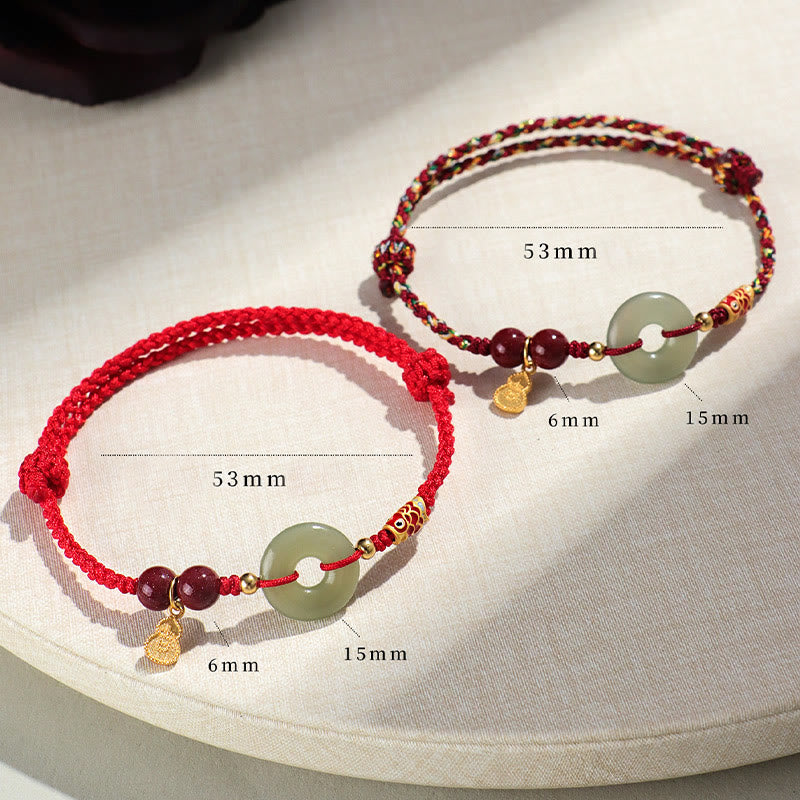 Rotes Hetian Jade Peace Buckle Schutzarmband