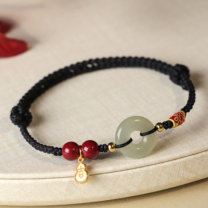 Rotes Hetian Jade Peace Buckle Schutzarmband