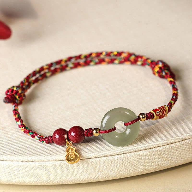 Rotes Hetian Jade Peace Buckle Schutzarmband