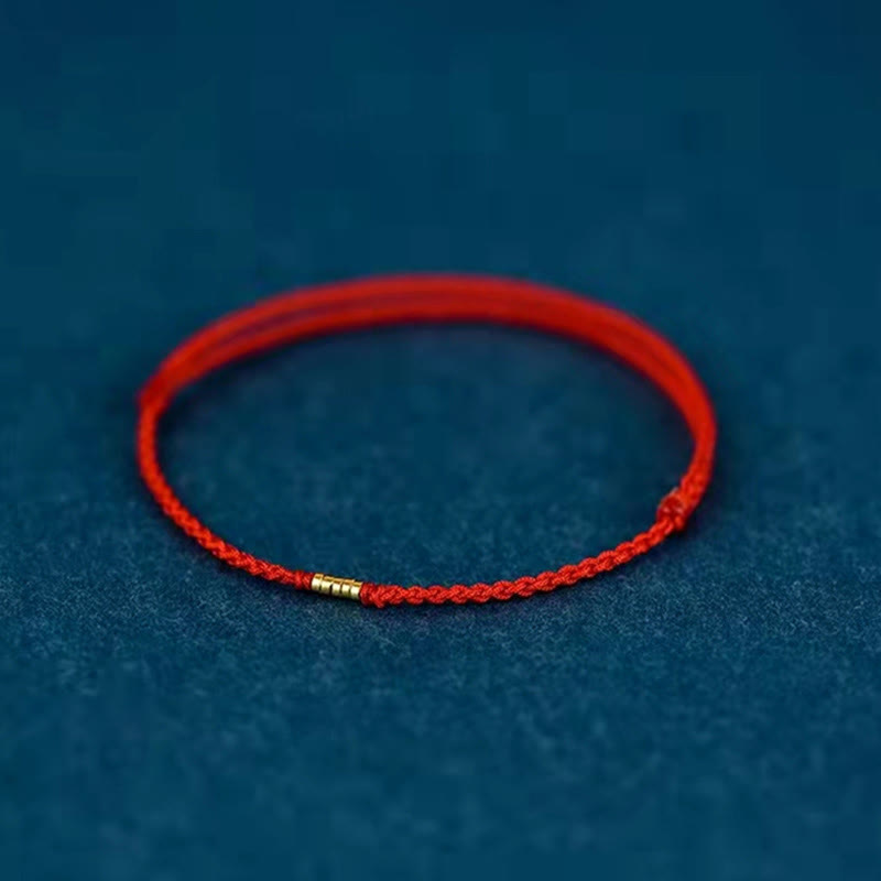 Rote Schnur Glücksarmband mit goldenen Perlen, Fußkettchen